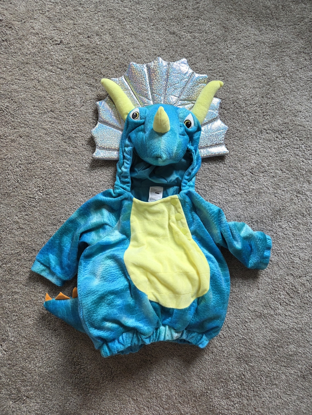 6 Months Baby Blue Triceratops Costume